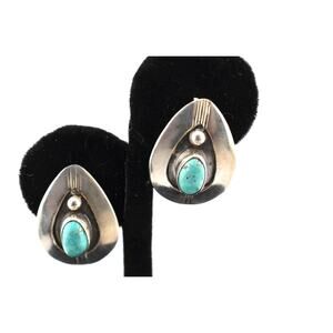 Vintage 925 Sterling Silver Native American Navajo Elsie Yazzie Clip Earrings